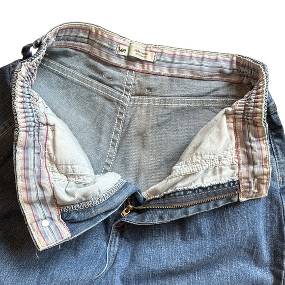 Vintage Lee High Rise Tapered Mom Jeans Side Elastic Medium Blue Wash Size 10 - Picture 12 of 14